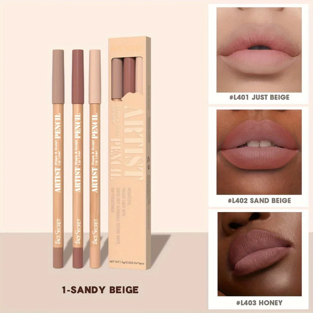 3-Pack Nude Matte Lip Liner Set | Waterproof Lip Pencil Lip Liner Set QXL