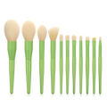 11-Pc Green Handle Makeup Brush Set | Powder Blush & Eyeshadow Makeup Brush Set QXL green