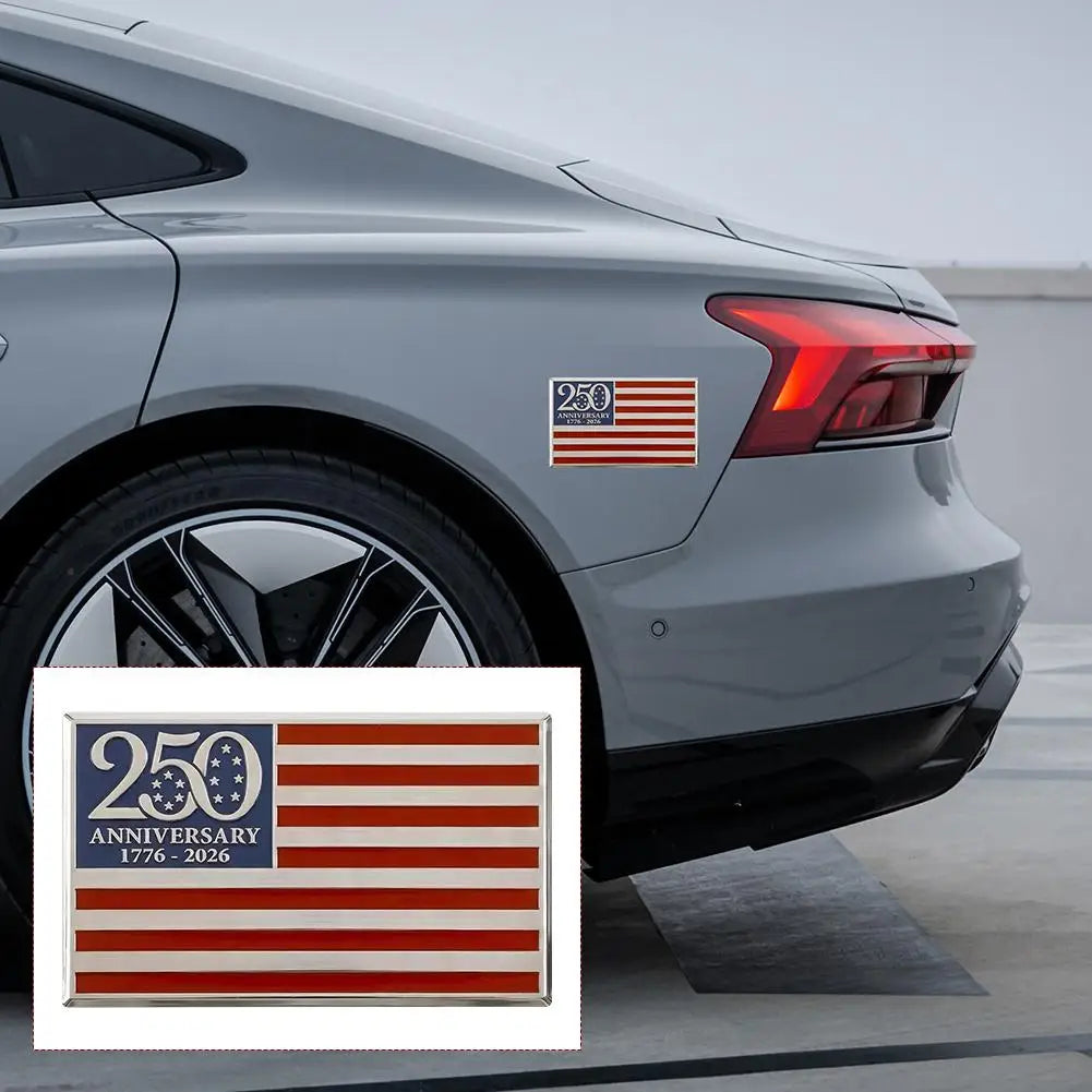 250th Anniversary 1776–2026 Patriotic Metal Flag Car Emblem Metal Car Emblem QXL