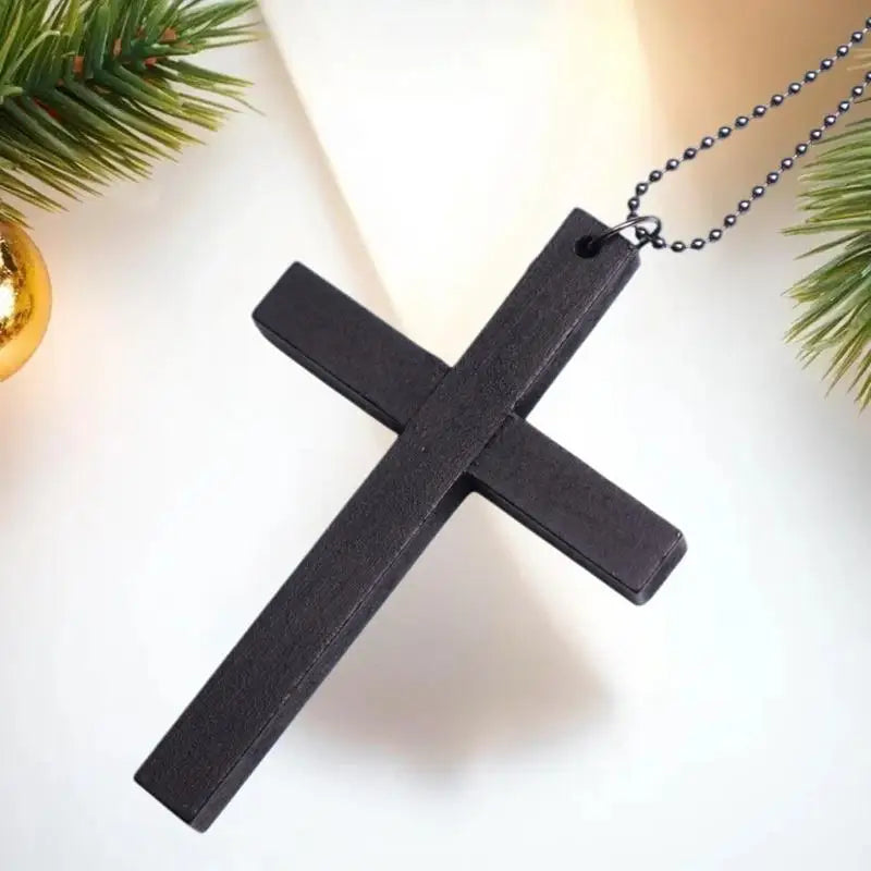 Punk Gothic Wood Cross Pendant Necklace | Vintage Y2K Style Cross Pendant Necklace QXL
