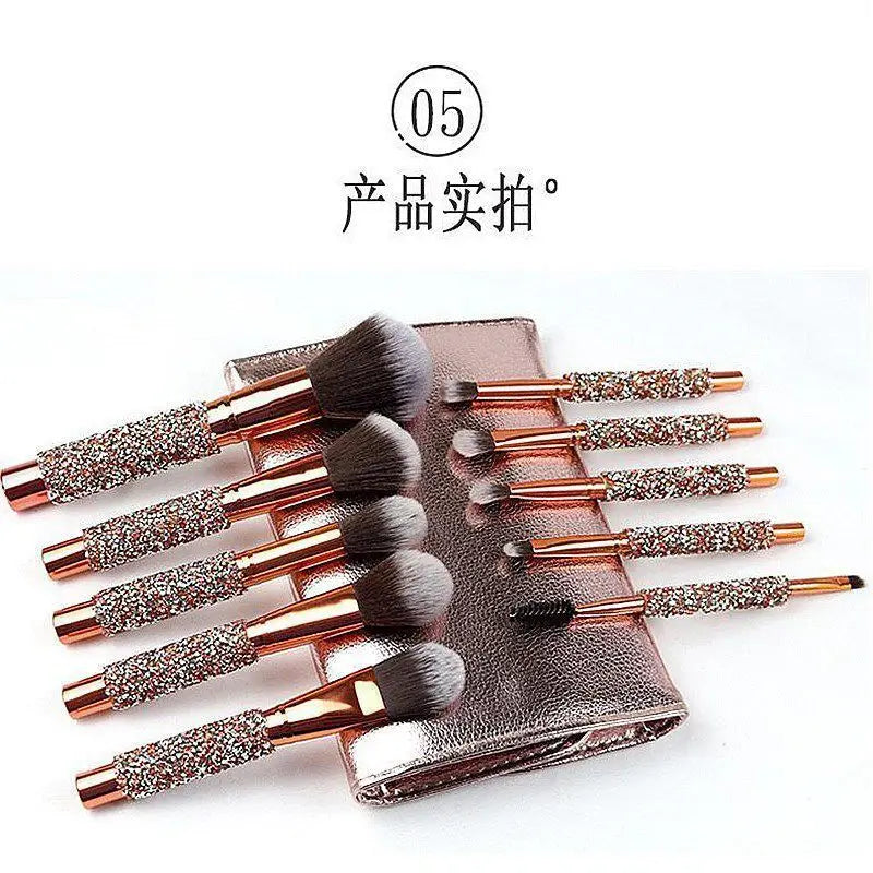 10-Piece Diamond Makeup Brush Set with PU Storage Bag Makeup Brush Set QXL 10 image colors