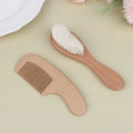 Baby Beech Wood Cushion Comb & Wool Brush Set | 2/3 Pcs Baby Grooming Set QXL 2pcs