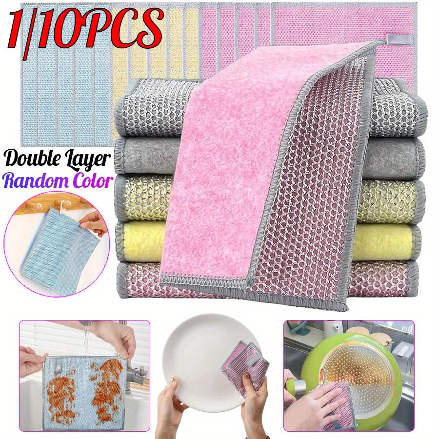 Double-Sided Coconut Shell Scrubbing Cloths | Non-Scratch 10-Pack Kitchen Scrubbing Cloth QXL