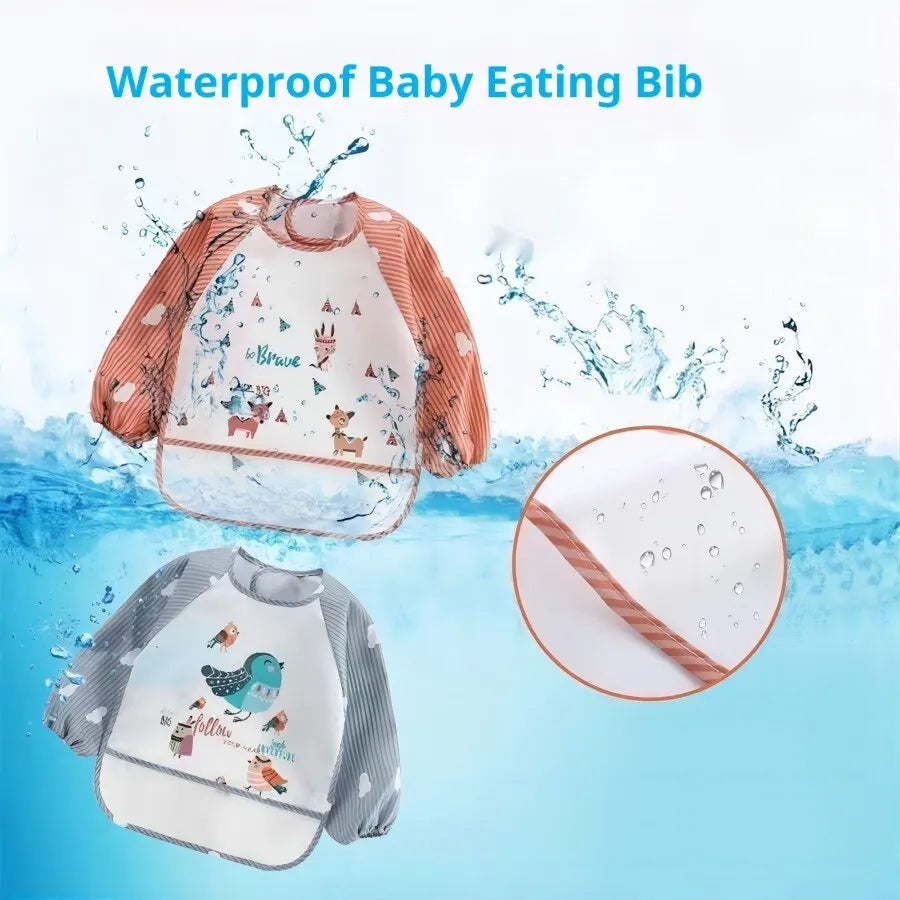 Waterproof Long Sleeve Toddler Bib Art Smock | Ages 1–3 Baby Bib Smock QXL