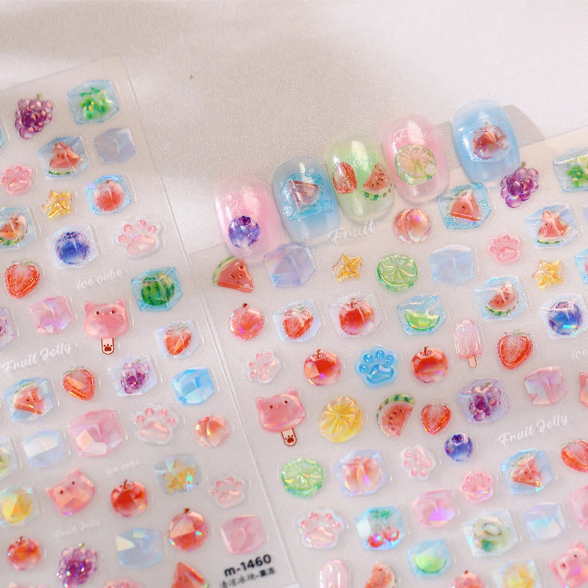 5D Sweet Fruit Nail Stickers – Watermelon Berry Watercolor Decals Nail Art Stickers QXL