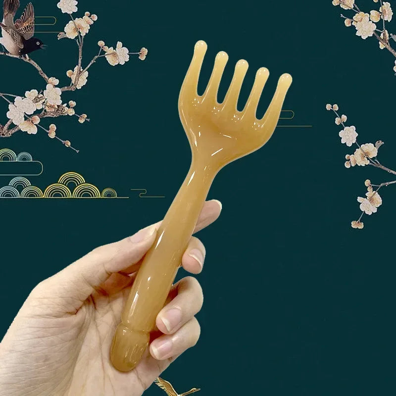 5-Claw Resin Scalp Massager & Gua Sha Scraping Stick Scalp Massager QXL Yellow
