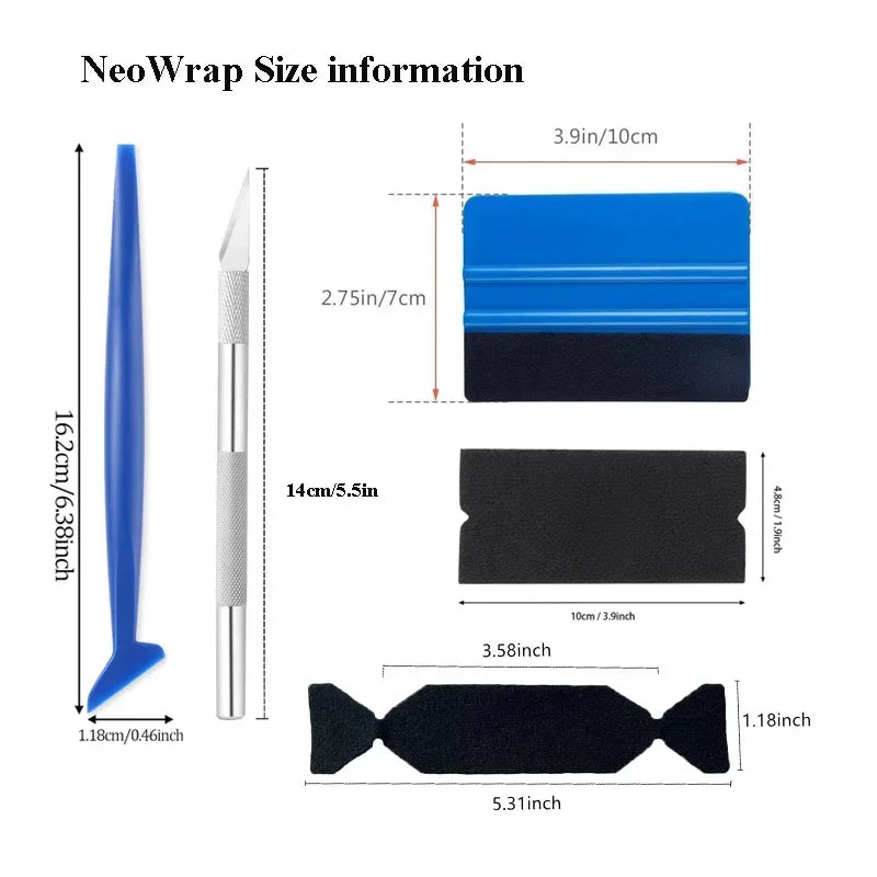 10-Pc Car Vinyl Wrap Tool Kit – Squeegee, Scraper & Knife Vinyl Wrap Tool Kit QXL