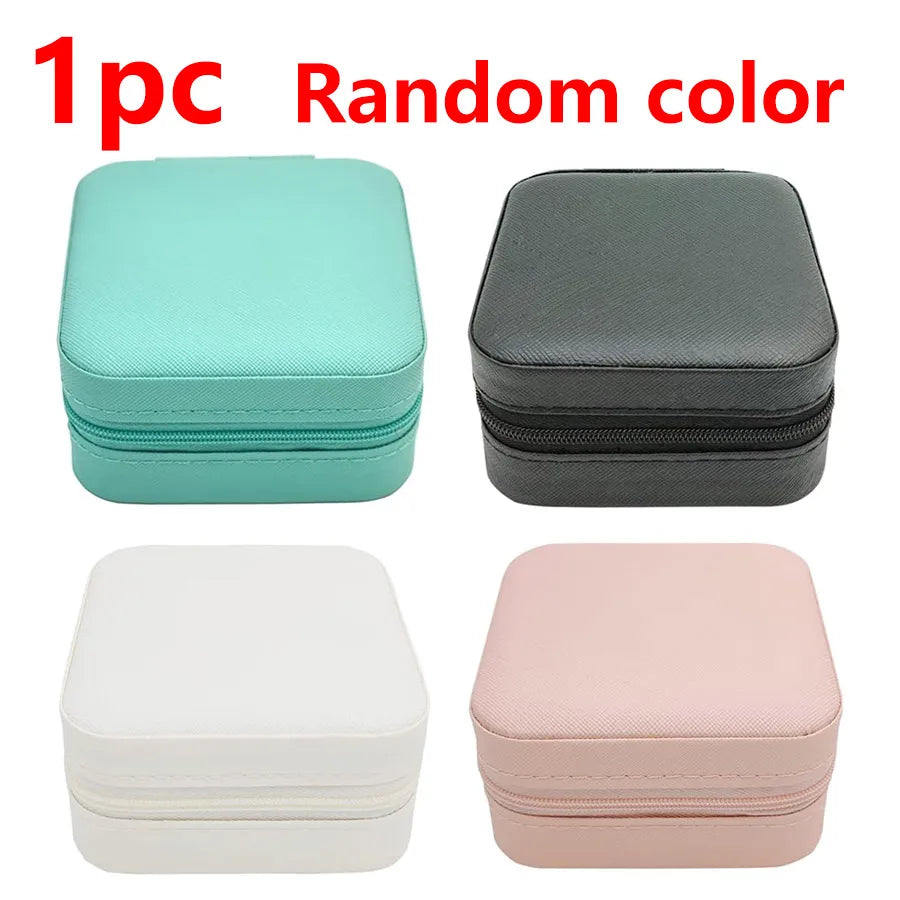 Portable Mini Travel Jewelry Box for Rings, Earrings & Necklaces Travel Jewelry Box QXL Random color