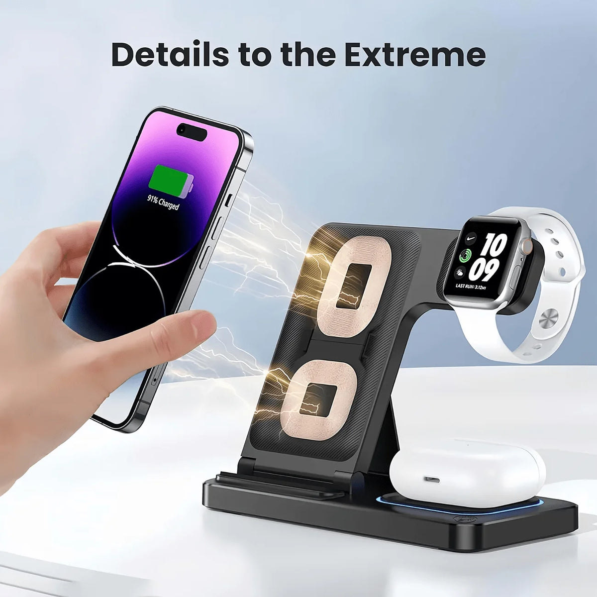 3-in-1 Foldable Wireless Charging Station for iPhone & iWatch Wireless Charging Station QXL