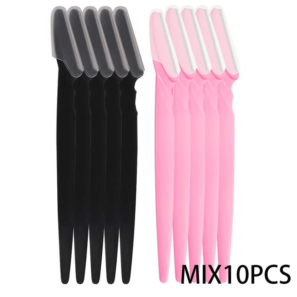 Face & Eyebrow Razor Set | Dermaplaning Tool for Women & Men Face & Eyebrow Razor QXL BlackPink 10pcs