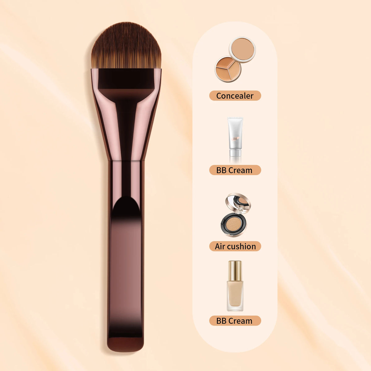 Flat Head Foundation Brush | Soft Synthetic Streak-Free Finish Foundation Makeup Brush QXL