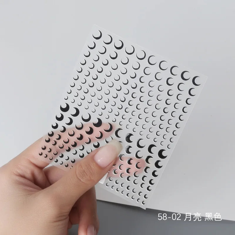 3D Kawaii Moon Nail Art Stickers | Punk Self-Adhesive Decals Nail Art Stickers QXL