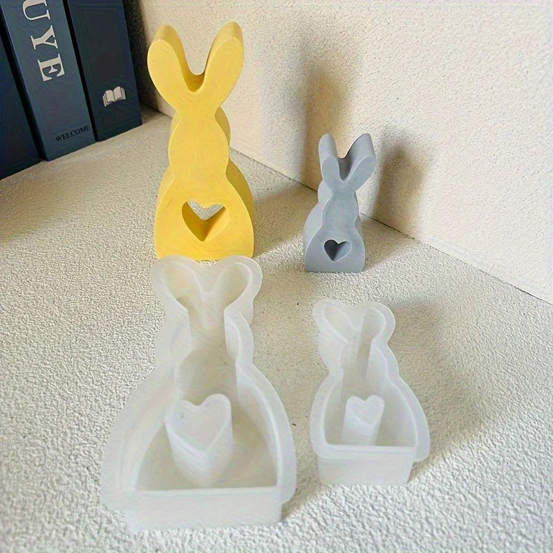 Easter Bunny Heart Silicone Mold – Candle Soap Resin Clay Silicone Craft Mold QXL