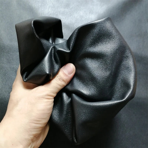 0.7mm Black Top-Grain Sheepskin Leather Fabric | DIY Whole Hide Leather Craft Fabric QXL