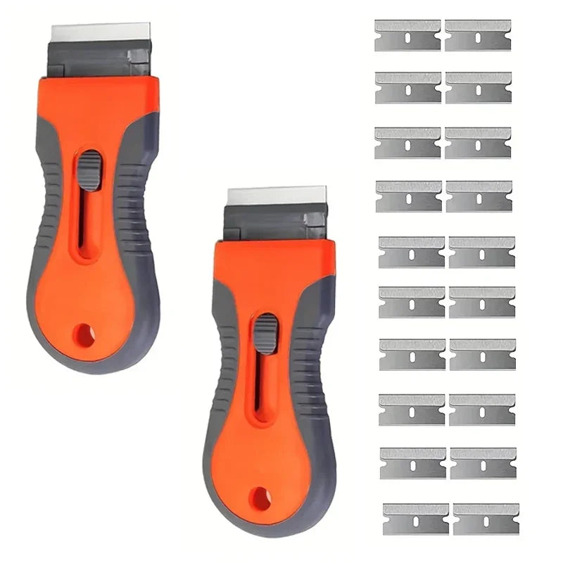 Telescopic Scraper Tool Set – 10 Blades | Label & Paint Remover Scraper Tool Set QXL 2 Set orange