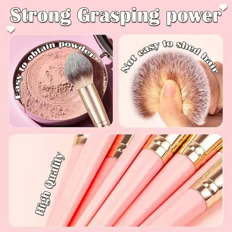 20-Pc Rose Gold Makeup Brush Set | Full Face Pink Handle Makeup Brush Set QXL