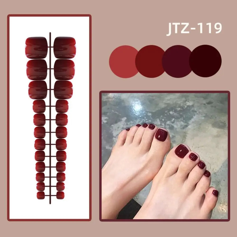 24-Pack Press-On False Toenails | Full Cover Solid Color Set Press-On Toenails QXL