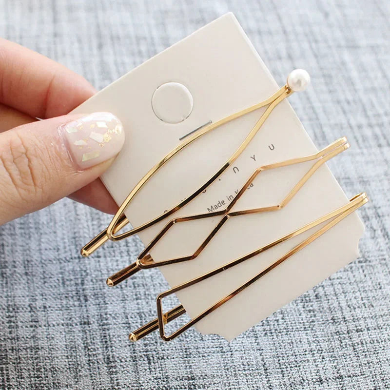 3-Pack Pearl Gold Hair Clips Bobby Pins Barrettes Set Hair Clip Set QXL