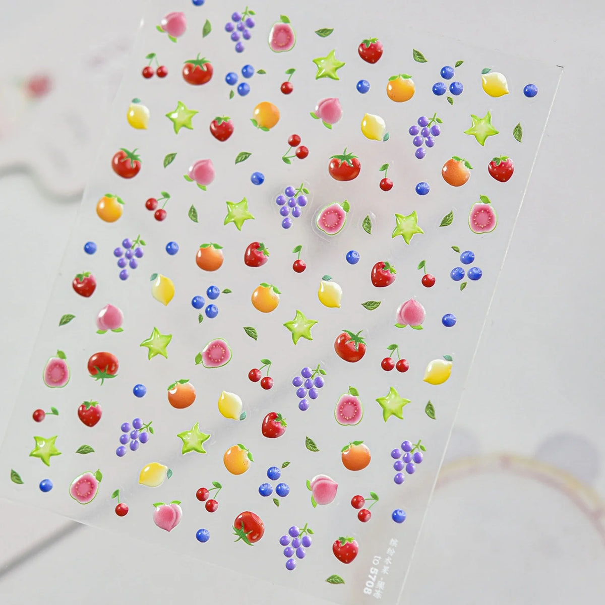 5D Embossed Fruit Nail Stickers | Cute Strawberry & Blueberry Nail Art Stickers QXL