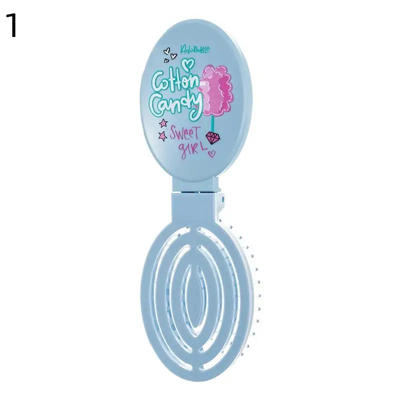 2-in-1 Folding Hair Comb with Mirror | Travel Pocket Comb Folding Hair Comb QXL 1 Blue