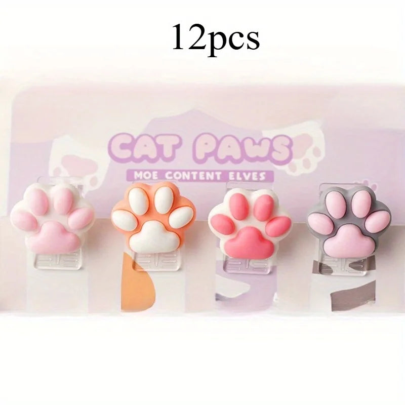 Kawaii Cat Paw Mini Binder Clips | Cute Journal Bookmark Clips Mini Binder Clips QXL 12pcs