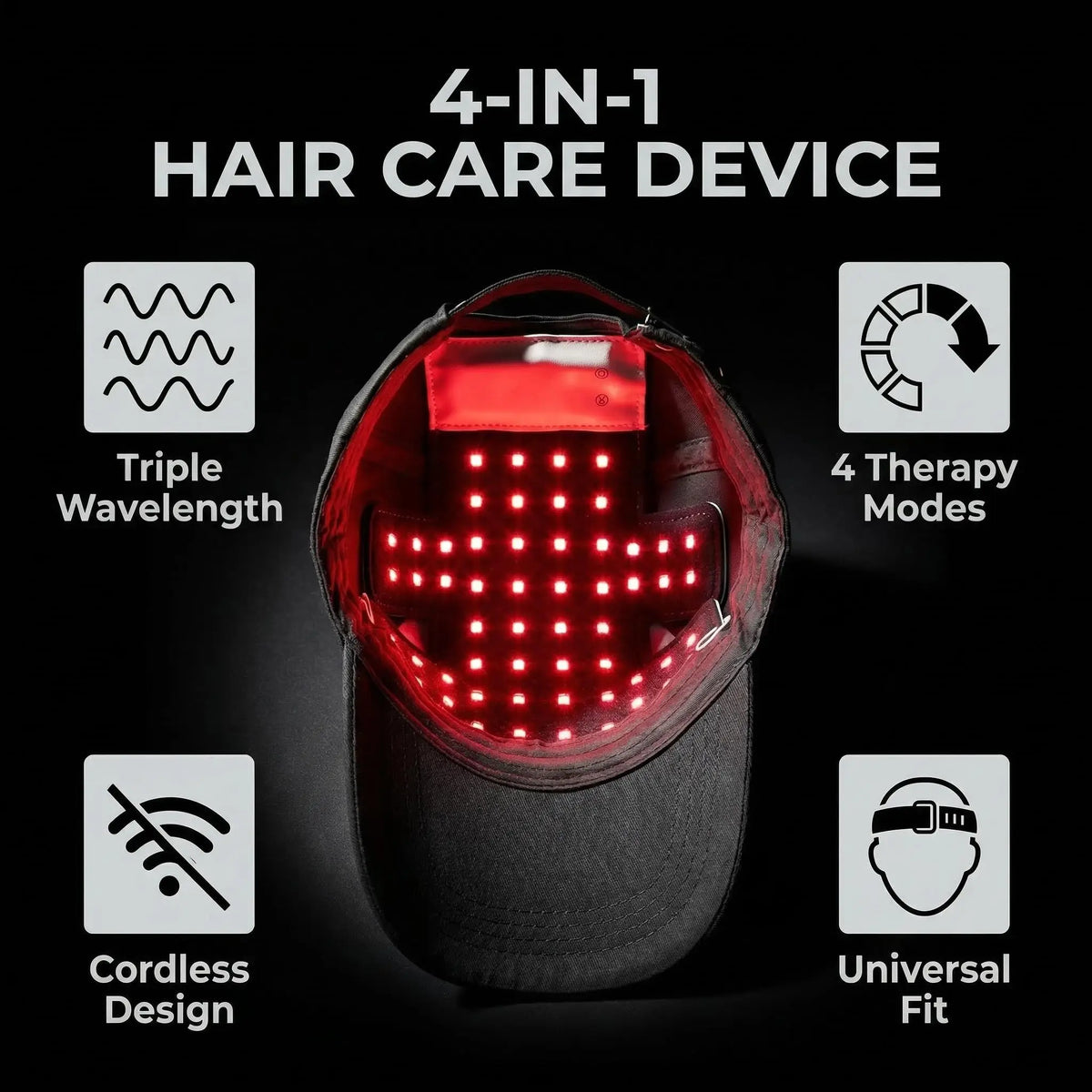 Red & Infrared Light Therapy Hair Growth Cap | USB Charging Light Therapy Hair Cap QXL