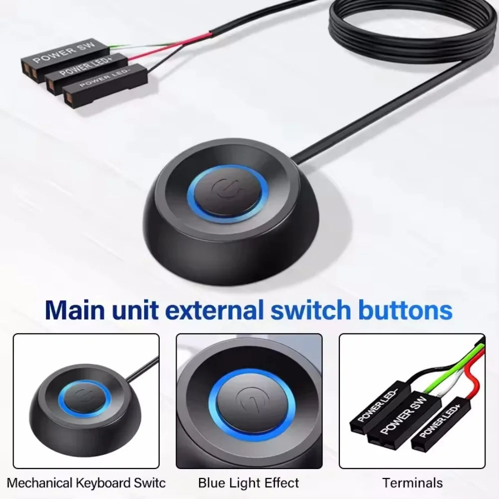 External RGB LED PC Power Switch Button – 2M Cable | Desktop PC Power Switch QXL