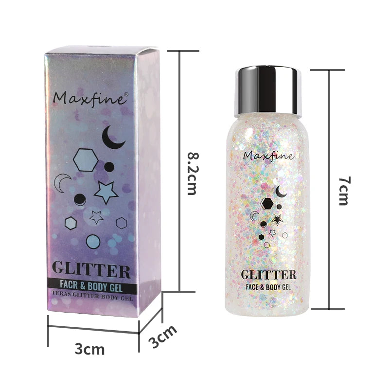 MAXFINE Body Glitter Gel – Face, Hair & Sequins Body Glitter Gel QXL
