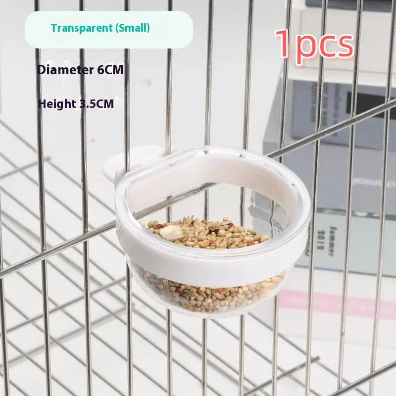Detachable Transparent Bird Feeder Bowl | Cage Hanging Cup Bird Feeder Bowl QXL White S