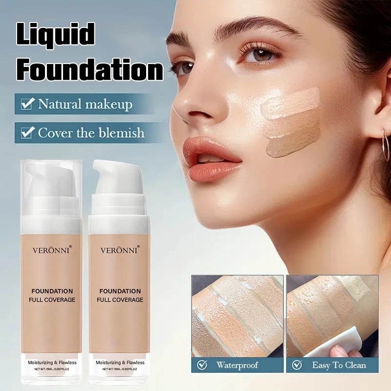 15ml Full Coverage Liquid Foundation – Waterproof Matte Liquid Foundation QXL