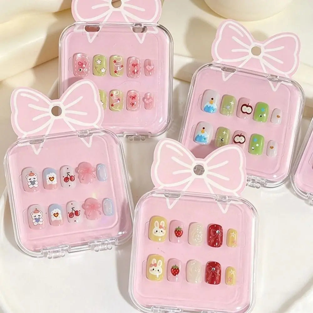 Kids Cat's Eye Press On Nails – Cute Short Detachable Set Kids Press On Nails QXL