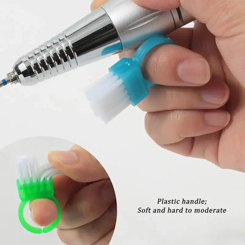 10-Pack Ring Nail Dust Cleaning Brush | Manicure Tool Nail Dust Brush QXL