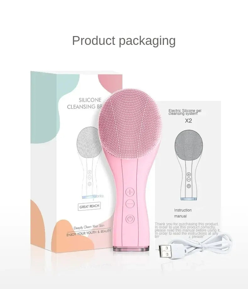 Sonic Silicone Facial Cleansing Brush | IPX-7 Waterproof USB Facial Cleansing Brush QXL