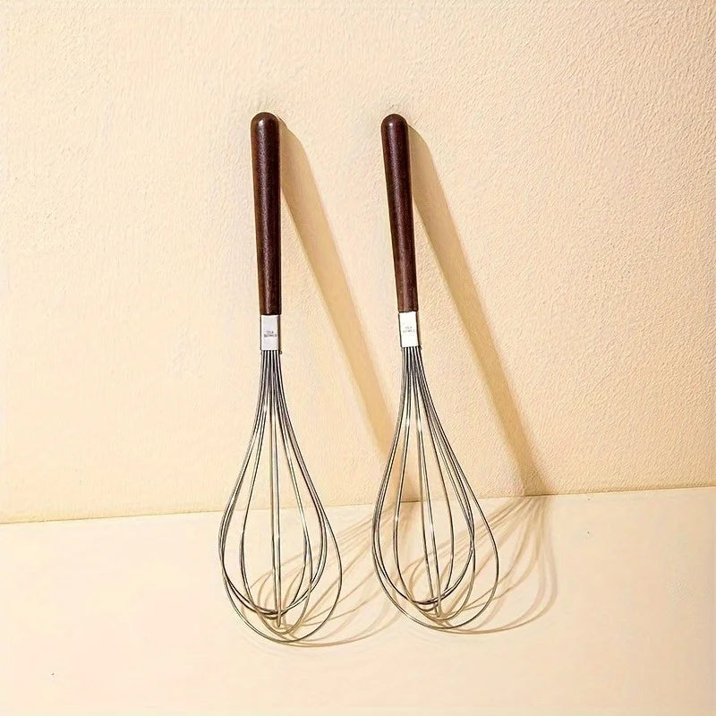 Manual Stainless Steel Egg Beater | Wooden Handle Whisk Manual Egg Beater QXL