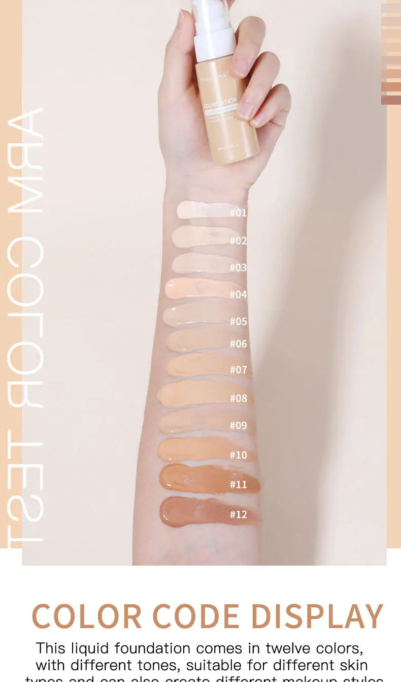 MAXFINE Liquid Foundation – Waterproof Concealer Makeup Liquid Foundation QXL