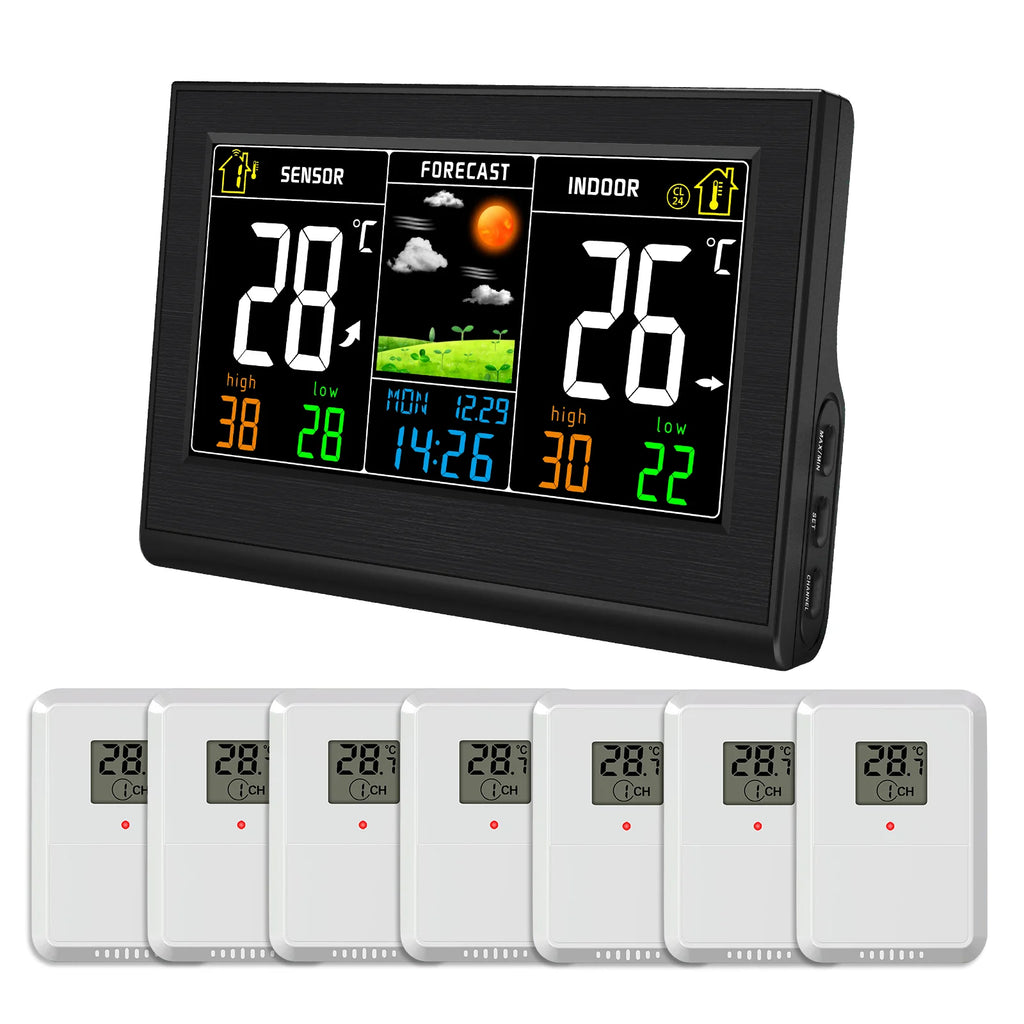 Wireless Color Weather Station | 8-Sensor Outdoor Thermometer Weather Station QXL FT0854-7PCS