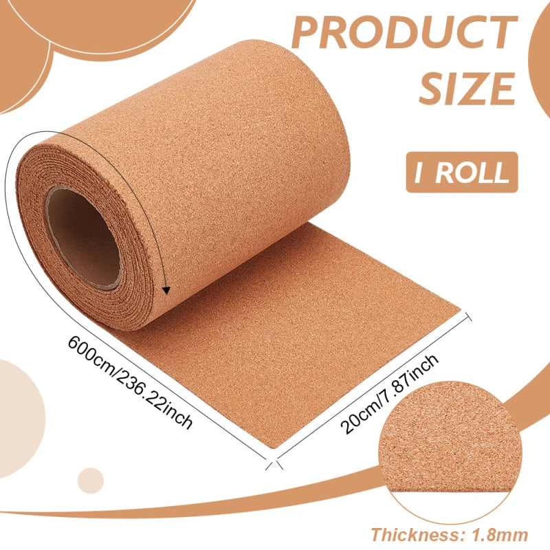 Self-Adhesive Cork Roll | 2m x 400mm Natural Cork Board Mat Cork Board Roll QXL AECH04-10295