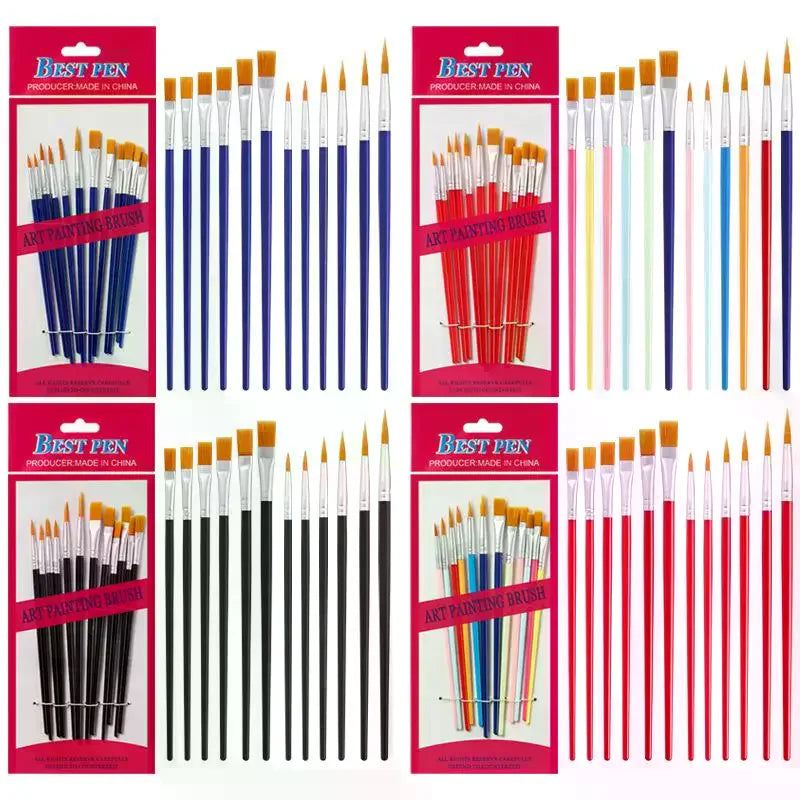 12-Pc Nylon Paint Brush Set | Acrylic, Watercolor & Oil Art Art Paint Brush Set QXL