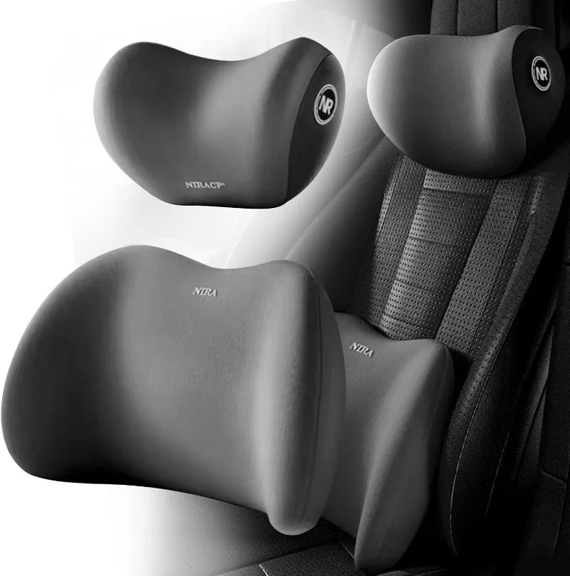 Car Neck Pillow & Lumbar Support Set | Memory Foam Cushion Car Seat Cushion Set QXL