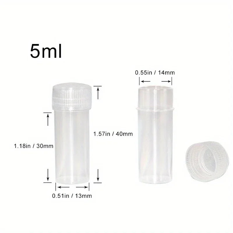 5ml Plastic Mini Sample Vials Leak-Proof Caps | 20/100/200 Pack Mini Sample Vials QXL