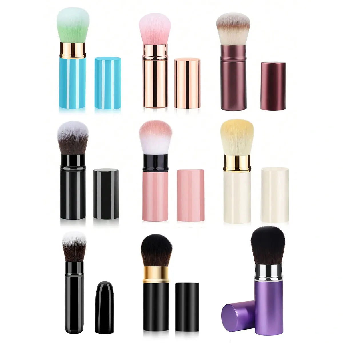 RANCAI Retractable Portable Powder Brush | Mini Makeup Brush Retractable Makeup Brush QXL