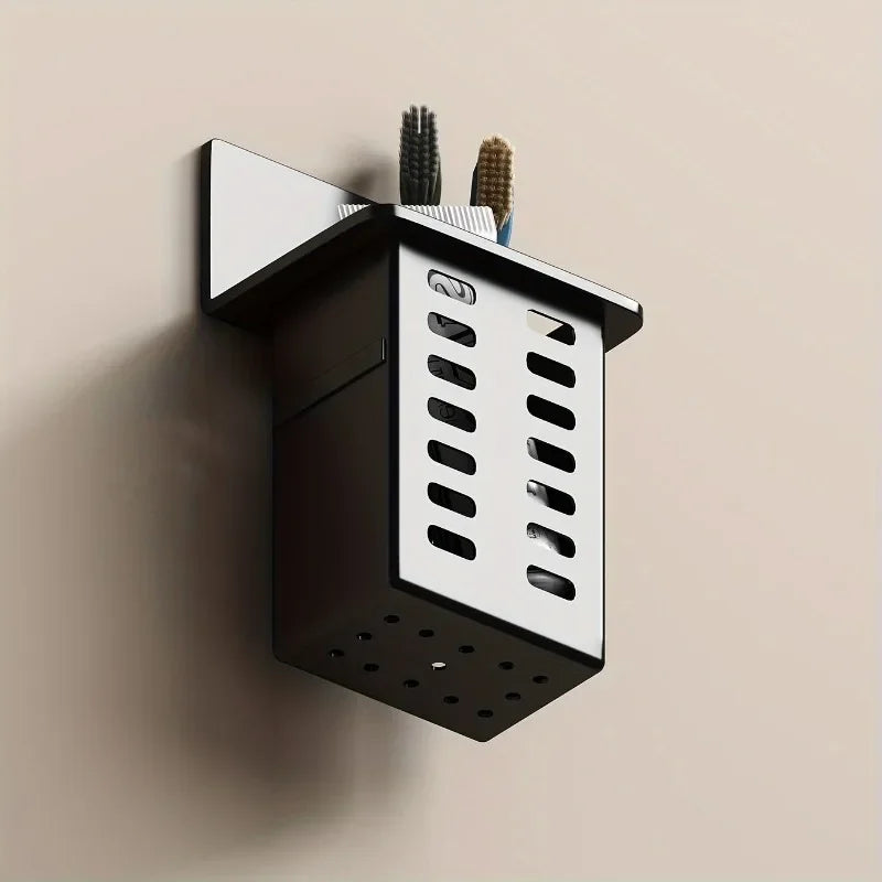 Wall-Mounted Toothbrush & Toothpaste Holder Bathroom Rack Toothbrush Holder Rack QXL