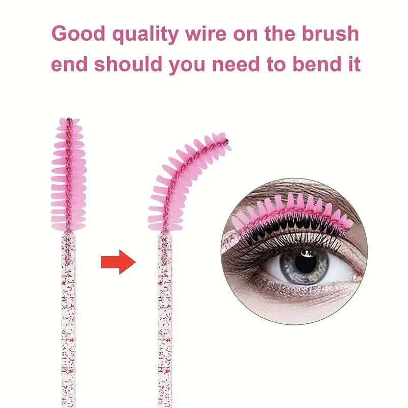 50/100/200-Pack Crystal Mascara Wands & Eyebrow Brush Set Mascara Wand Set QXL
