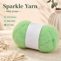 Colorful Sparkling Glitter Knitting Yarn | Soft Polyester Thread Decorative Craft Yarn QXL 07 Grass - 50g
