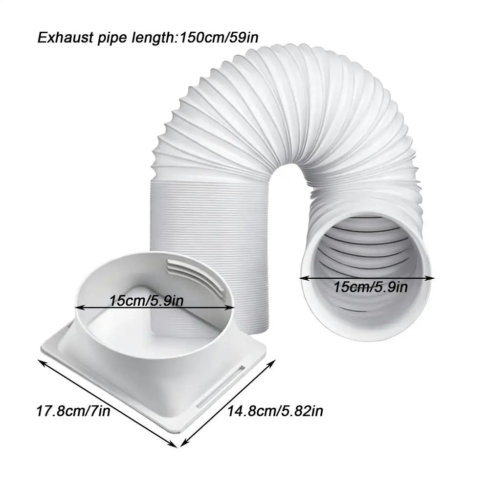 Portable AC Exhaust Hose | Adjustable Length, Square Connector AC Exhaust Hose QXL White