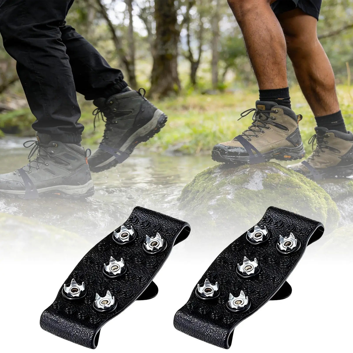 2-Pack 5-Spike Ice Grips for Shoes & Boots | Winter Crampons Ice Grip Crampons QXL