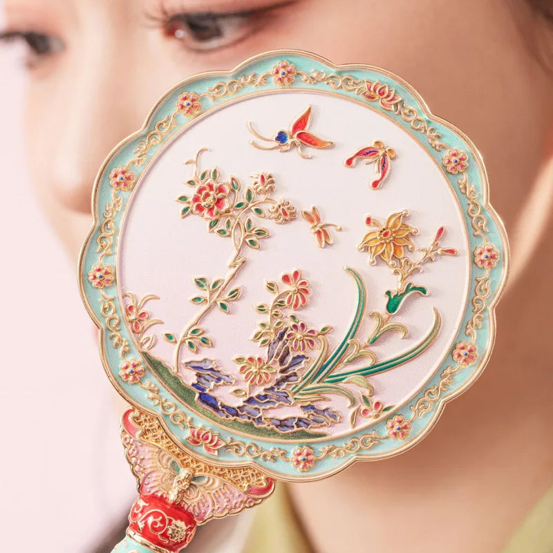 Butterfly Floral Handheld Makeup Mirror | Ancient Chinese Style Handheld Makeup Mirror QXL