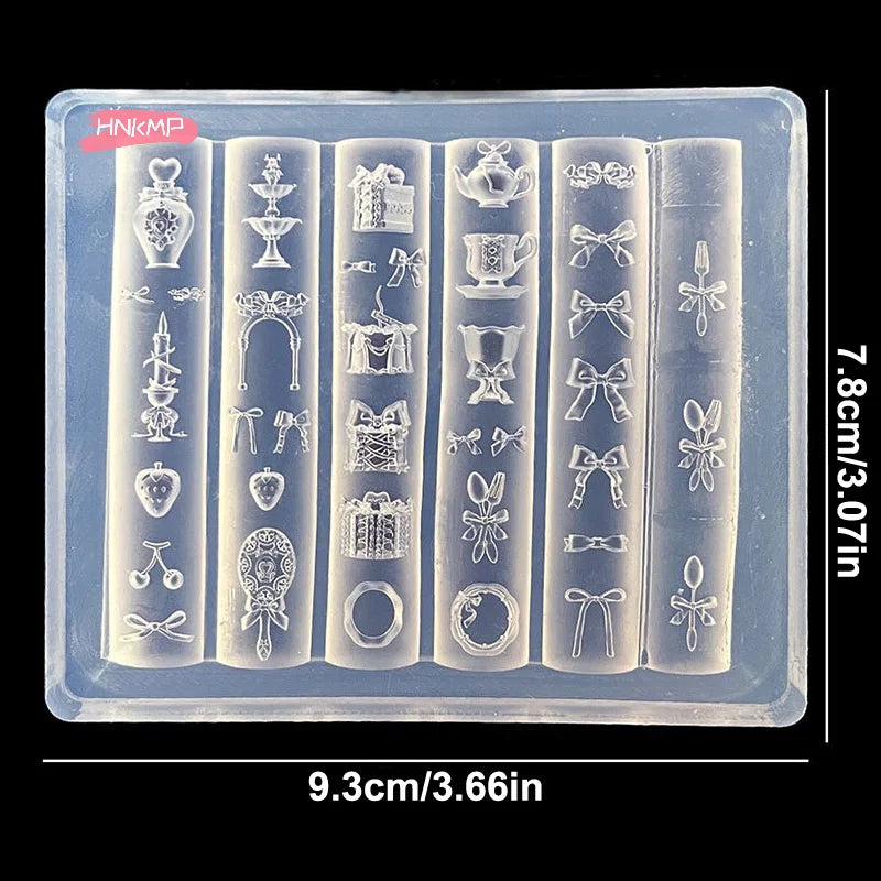 Silicone Nail Art Mold – Bowknot Teacup UV Gel Stencil Silicone Nail Mold QXL