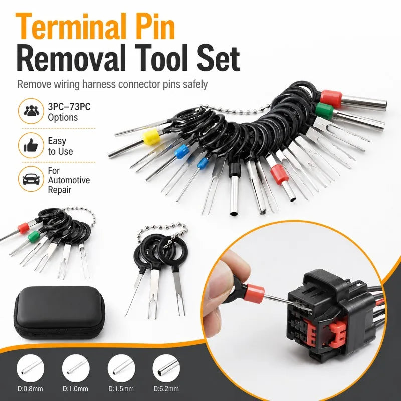 Car Terminal Pin Removal Tool Set | Wire Connector Extractor Automotive Wiring Tool QXL