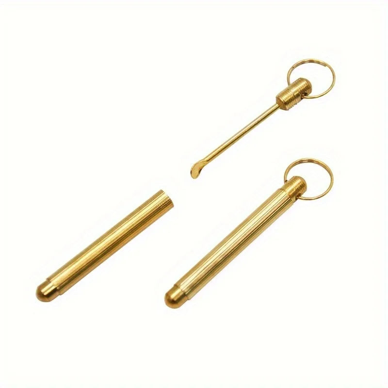 Golden Folding Ear Spoon Keychain | Metal Ear Pick Tool Ear Cleaning Tool QXL